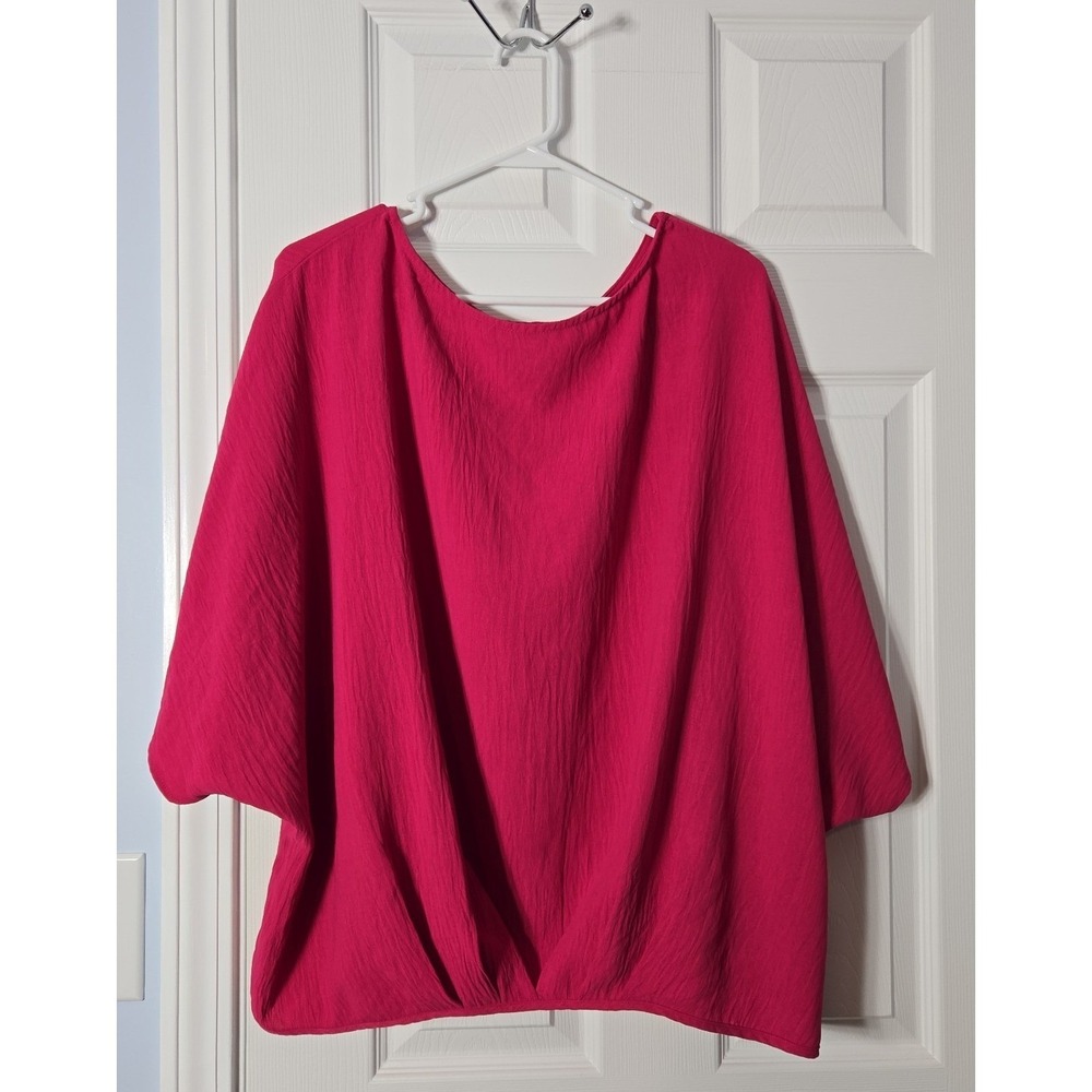 Cosy Co. Womans Plus Size Blouse Short Sleeve Size‎ 3X Hot Pink
